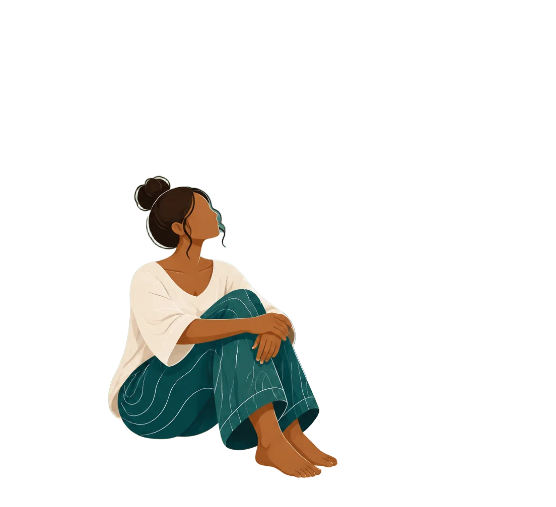 A person sitting peacefully as the space around them opens up